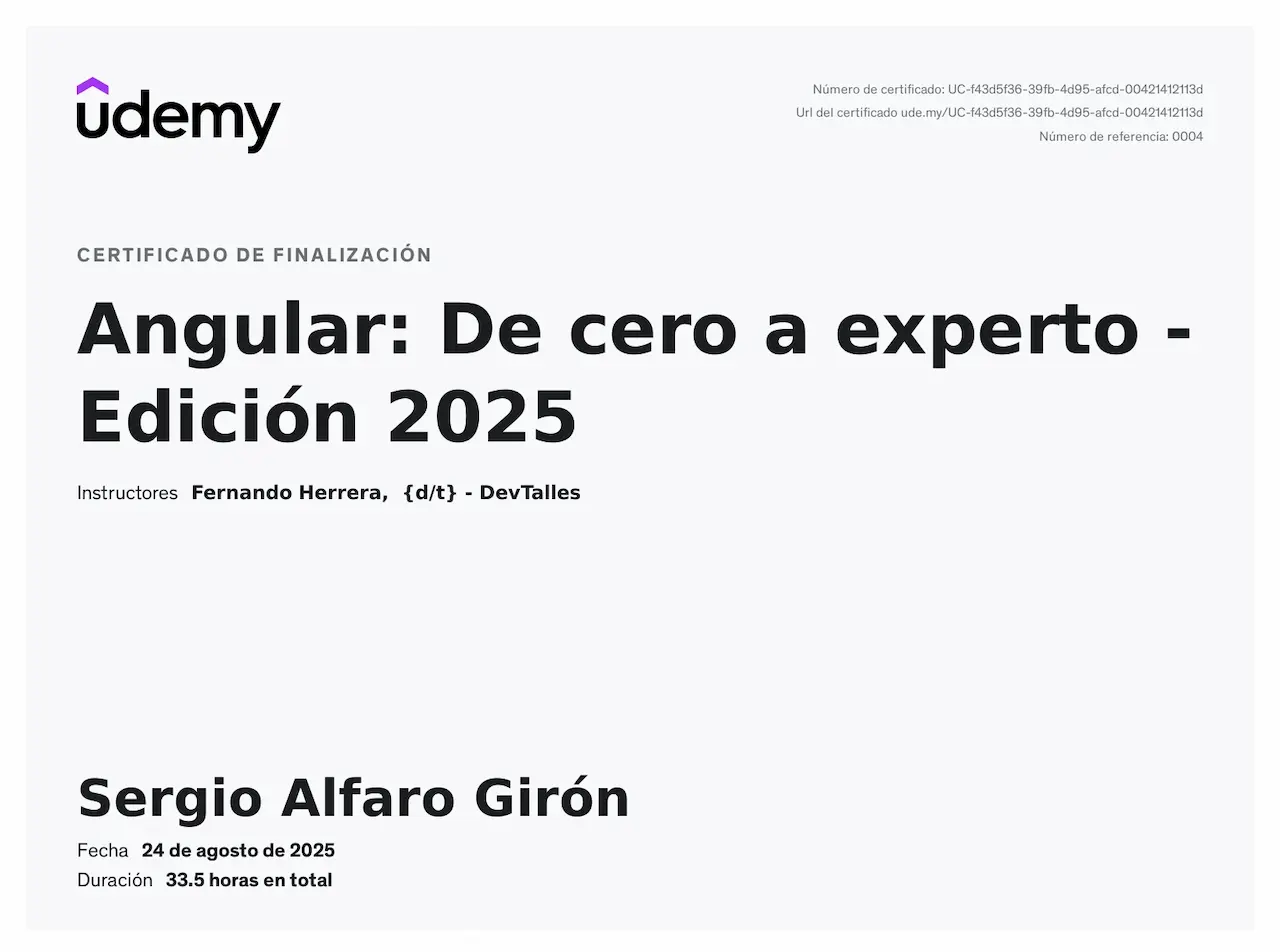 Certificado de Angular: De cero a experto